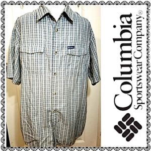 {Columbia} Omni-Shade camp shirt, blue plaid sz XL